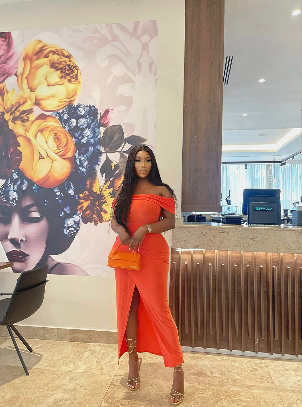 Orange Midaxi Dress