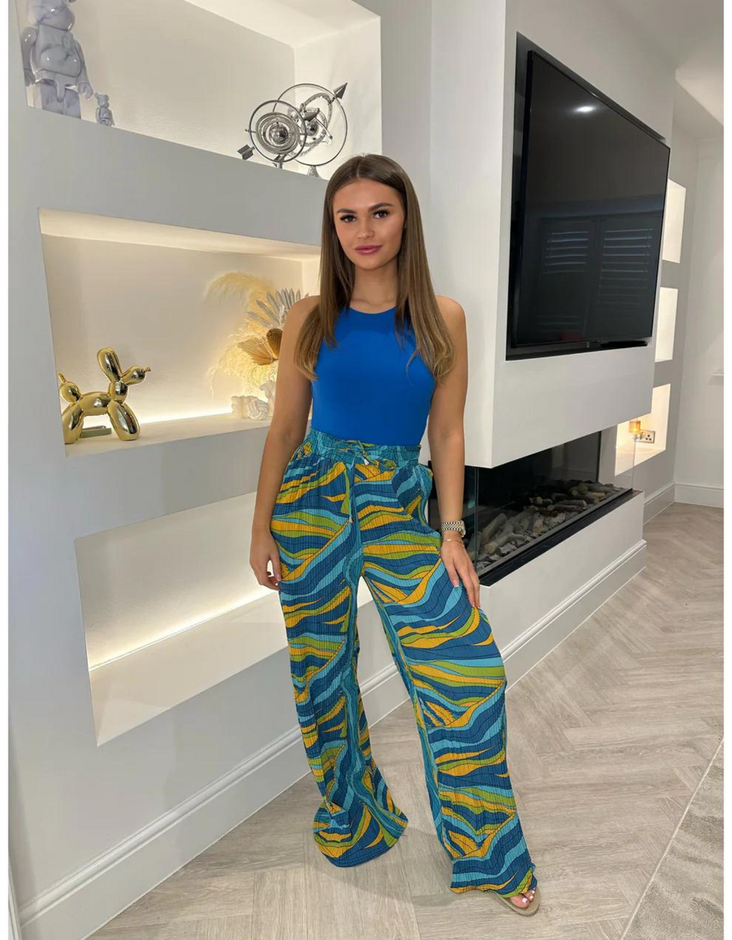 Tribal Blue Print Trouser